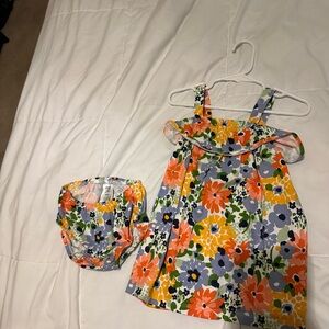 Floral Baby Dress and Bloomers Set